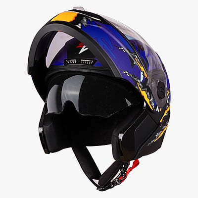 STEELBIRD SBA-7 ISS WINNER GLOSSY BLACK/BLUE C/V (L)