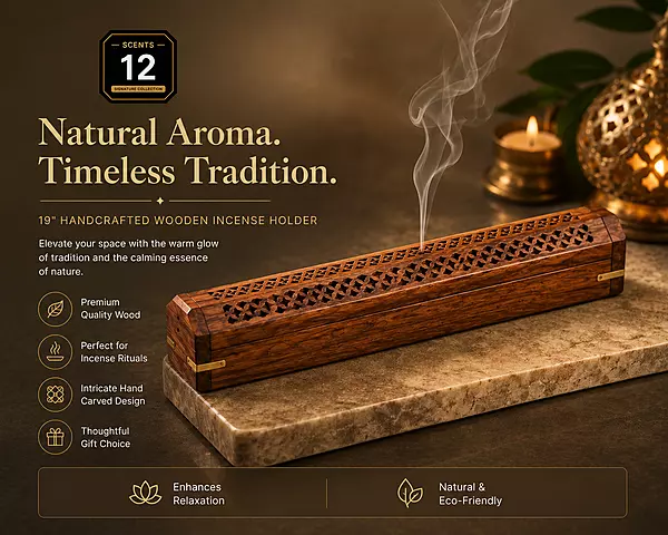 19" Wooden Incense Box