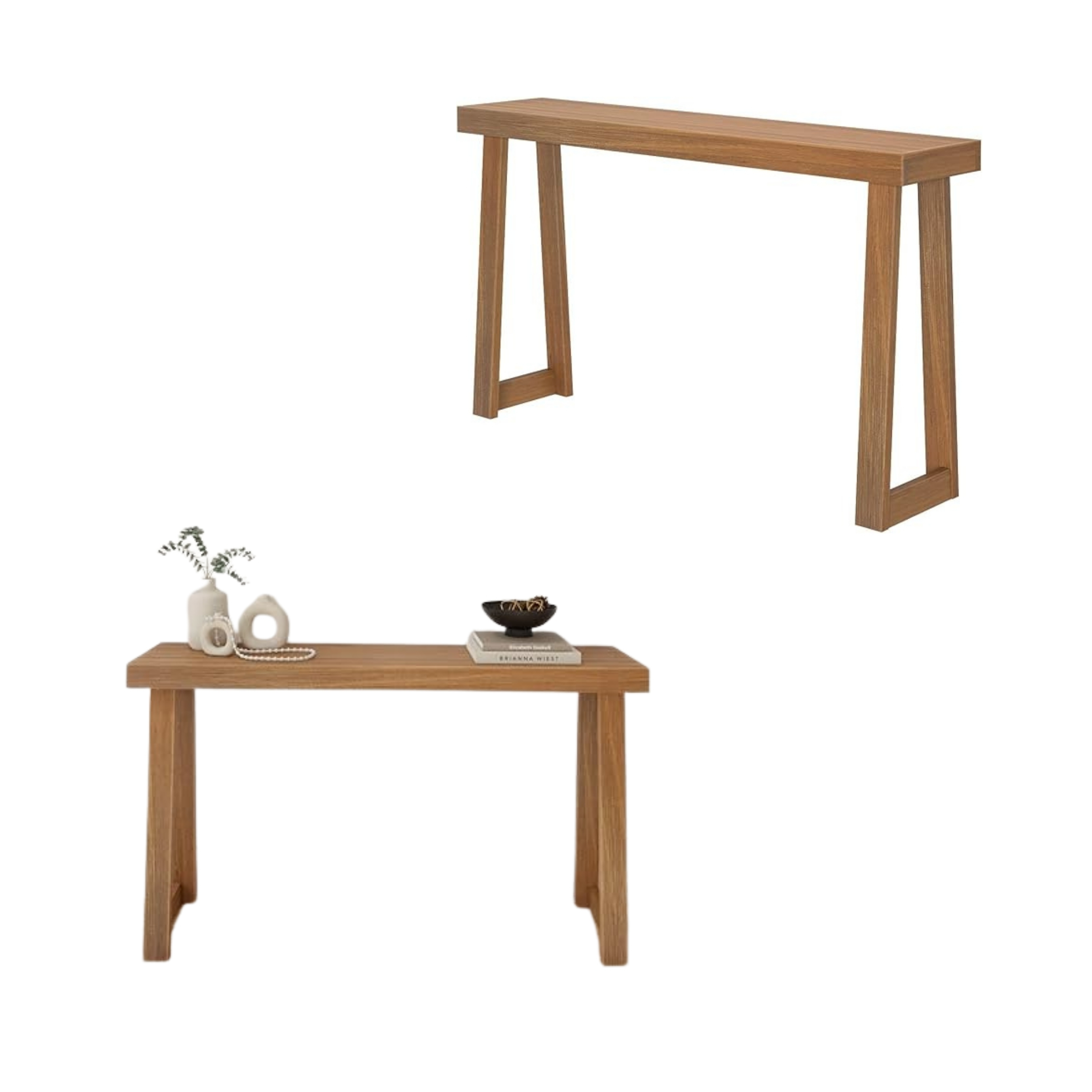 46.25" Solid Wood Console Table – Pecan Finish