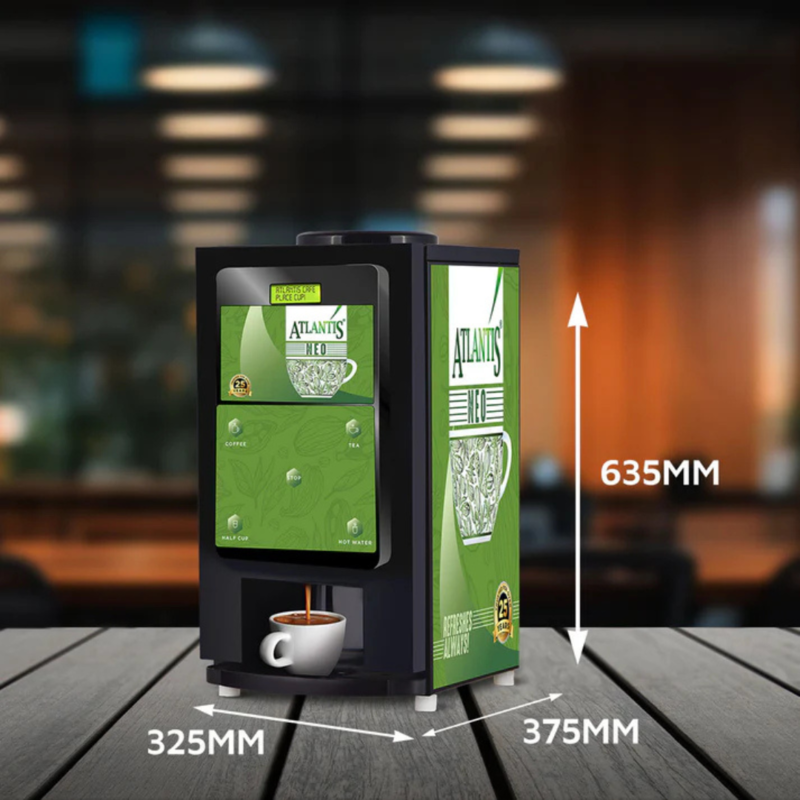 Dimension of Atlantis Neo Coin Operated 3-Lane Tea and Coffee Vending Machine