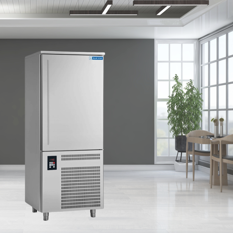 Durable stainless steel construction of a Blue Star BF10G Blast Freezer.