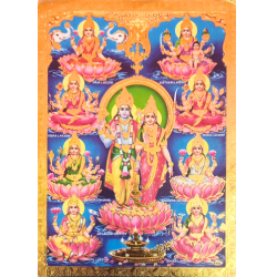Lord Vishnu, Astalakshmi with Gold Jari Photo Picture 9 x 11 Picture