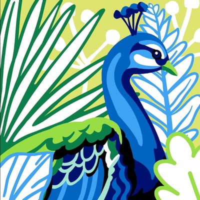 Pavone Moderno - Quadro o cuscino da ricamare a mezzo punto