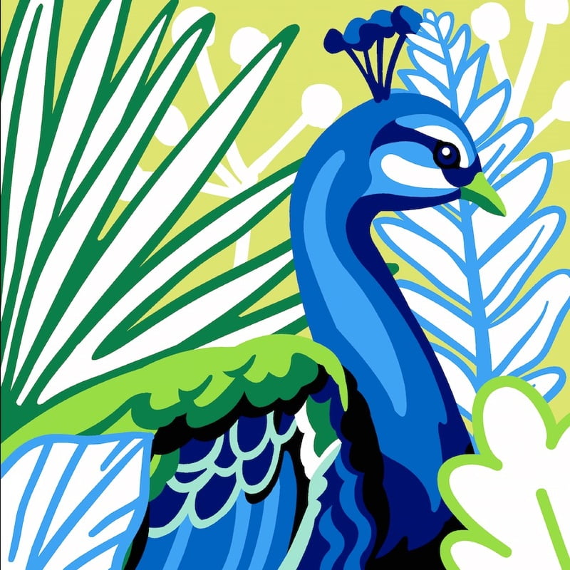 Pavone Moderno - Quadro o cuscino da ricamare a mezzo punto