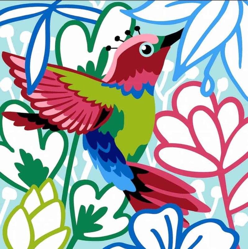 Colibrì Moderno - Quadro o cuscino da ricamare a mezzo punto