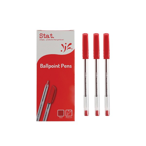 Stat Ballpoint Pen Medium 1mm Red Bx12