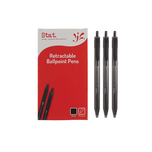 Stat Retractable Ballpoint Pen Medium 1mm Black Bx12