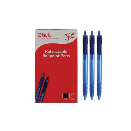 Stat Retractable Ballpoint Pen Medium 1mm Blue Bx12