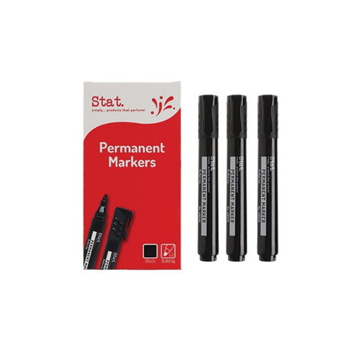 Stat Marker Permanent 2mm Bullet Nib Black Bx12