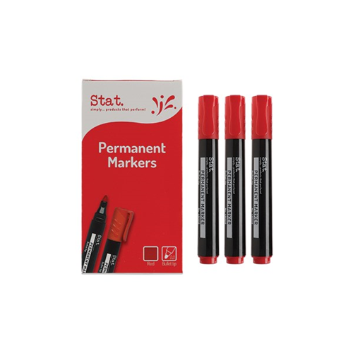 Stat Marker Permanent 2mm Bullet Nib Red Bx12