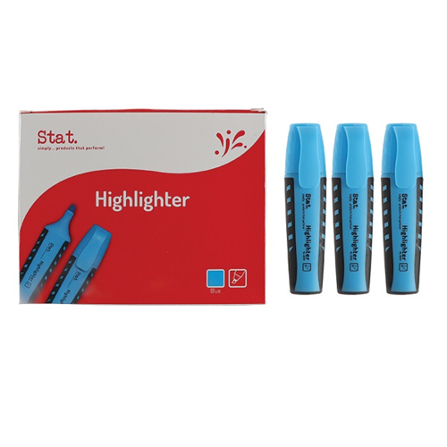 Stat Highlighter Chisel 2-5mm Tip Rubberised Grip Blue Bx10