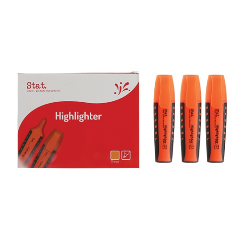 Stat Highlighter Chisel 2-5mm Tip Rubberised Grip Orange Bx10