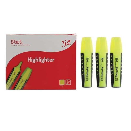 Stat Highlighter Chisel 2-5mm Tip Rubberised Grip Yellow Bx10