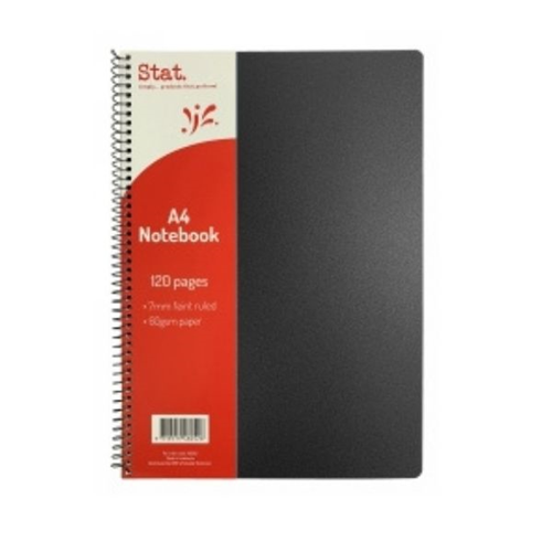 Stat Notebook A4 60Gsm 7mm Ruling Pp Cover Black 120Pg Pack 10