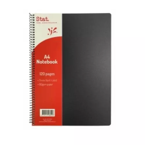 Stat Notebook A4 60Gsm 7mm Ruling Pp Cover Black 120Pg Pack 10