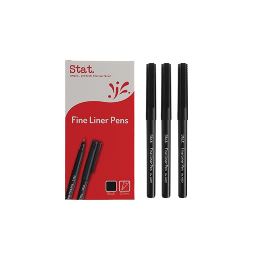 Stat Pen Fineliner 0.4 mm Fibre Nib Black Bx12