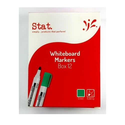 Stat Marker Whiteboard 2mm Bullet Nib Green Box  12