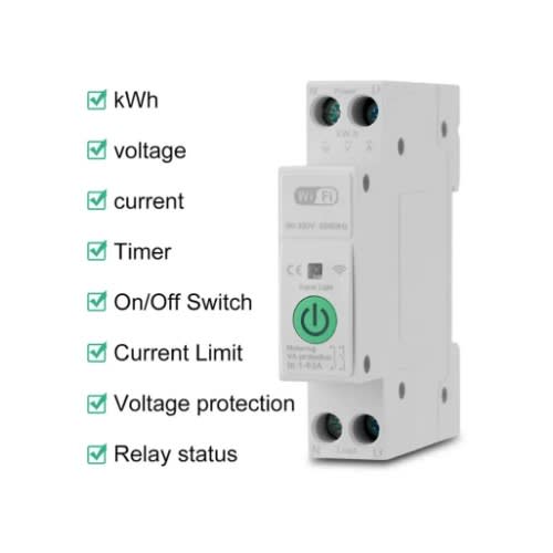 Tuya 63a 1p+n Wifi Smart Circuit Breaker With Metering