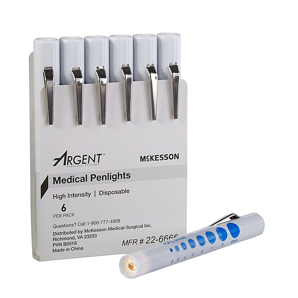 McKesson Disposable Penlight – White Light, 4.5", with Pupil Gauge McKesson Disposable Penlight – White Light, 4.5", with Pupil Gauge