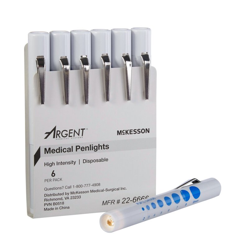 McKesson Disposable Penlight – White Light, 4.5", with Pupil Gauge