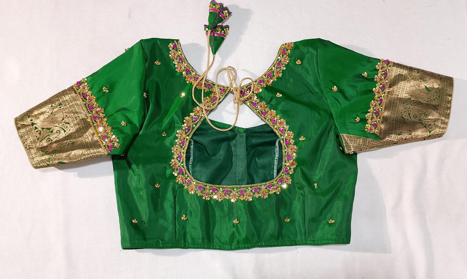 N30: Ready To Ship Beautiful Pure Kanchipattu Saree With Stitched Maggam Work Blouse