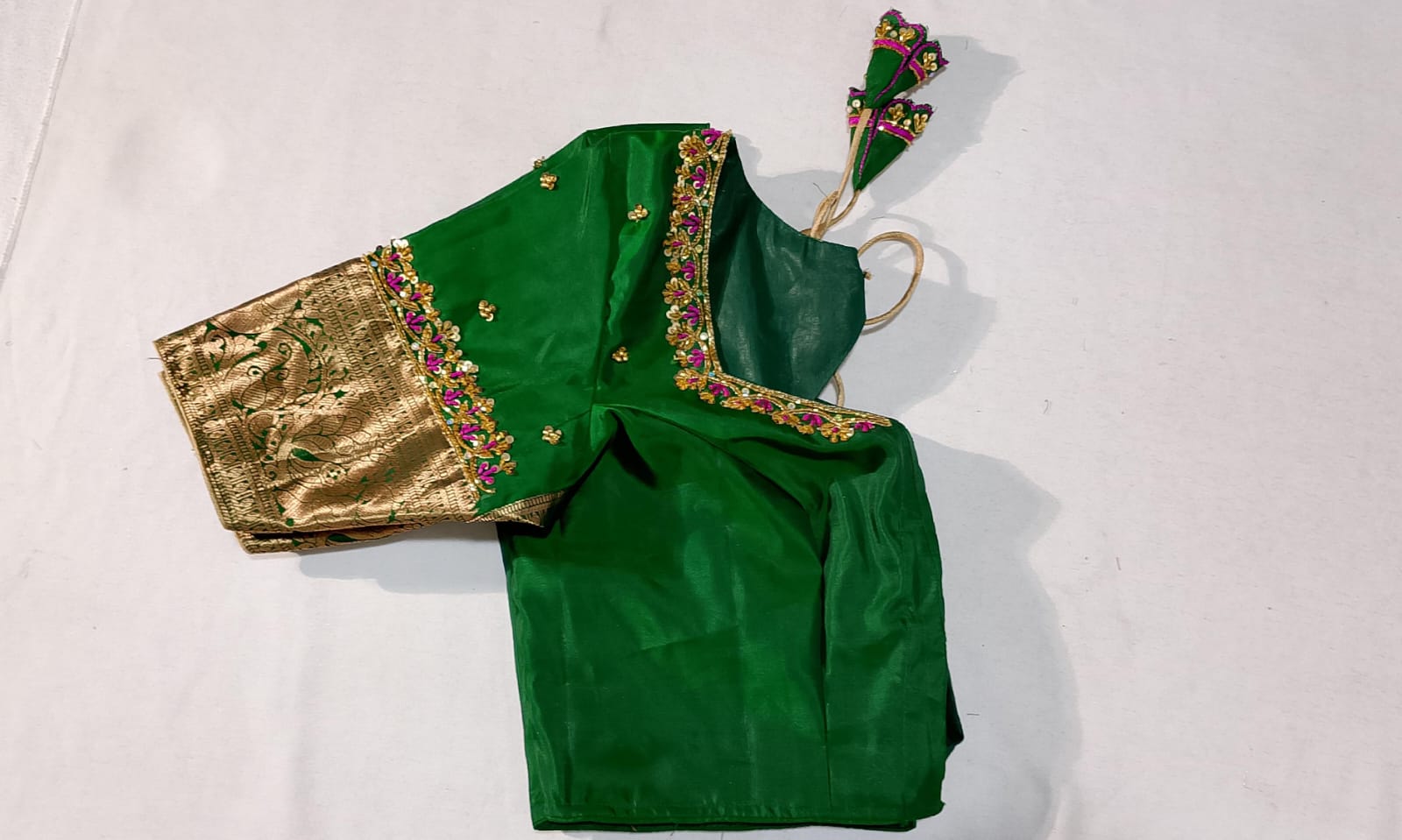 N30: Ready To Ship Beautiful Pure Kanchipattu Saree With Stitched Maggam Work Blouse