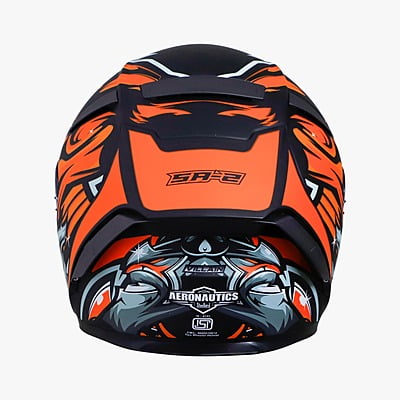 STEELBIRD SA-2 VILLAIN GLOSSY BLACK/ORANGE C/V (L) + EXTRA GOLD VISOR