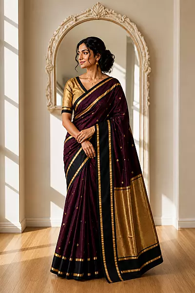 Bnarasi Silk Brown With Black