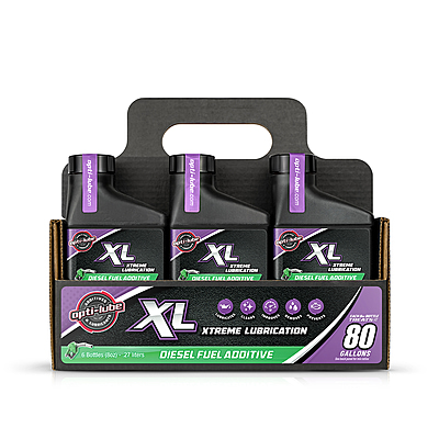 Opti-Lube XL six-pack of 8 oz bottles in a cardboard carrier with handle Opti-Lube XL six-pack of 8 oz bottles in a cardboard carrier with handle