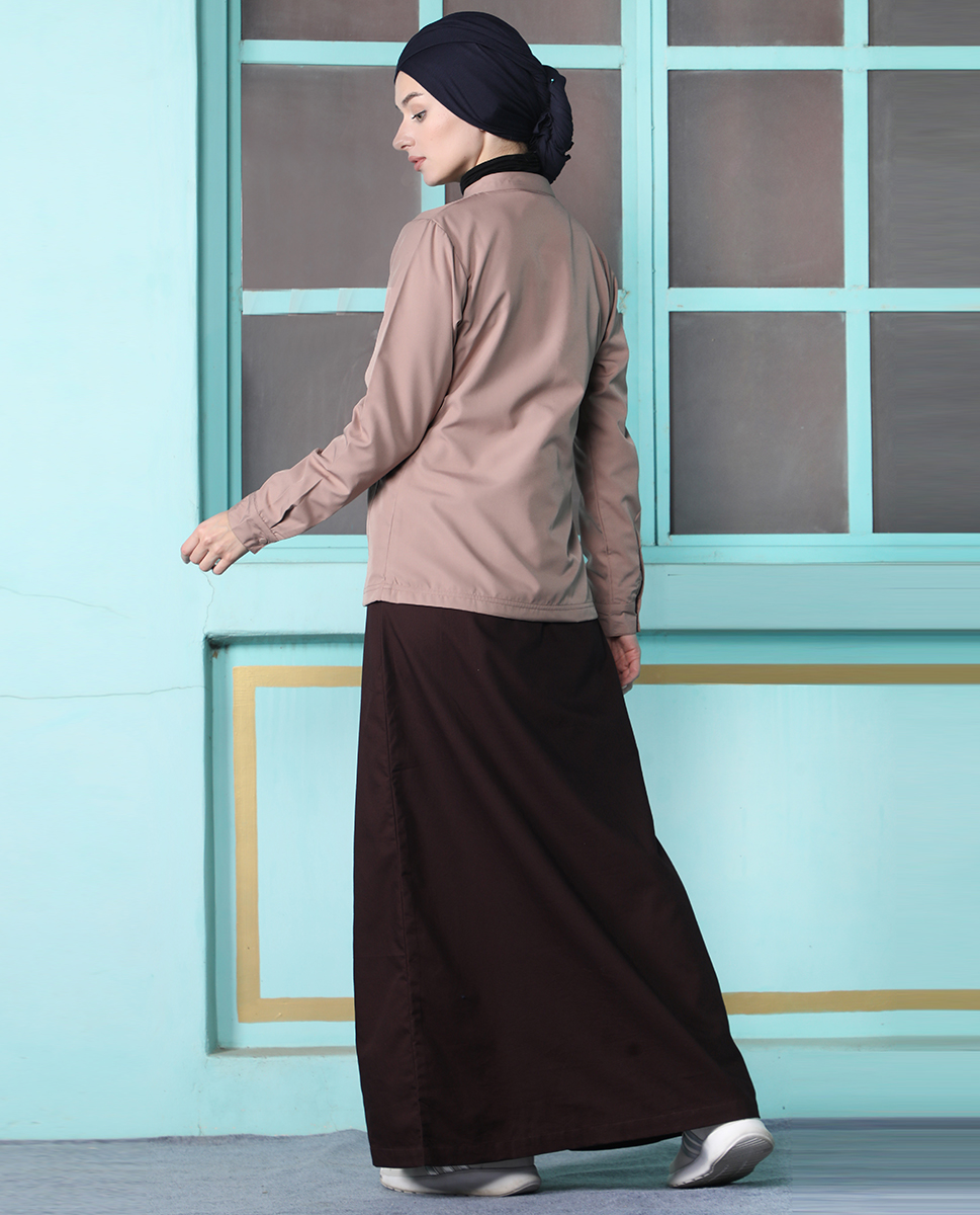 URBAN FASHIONISTA MOCK JACKET BLACK AND BLUSH JILBAB