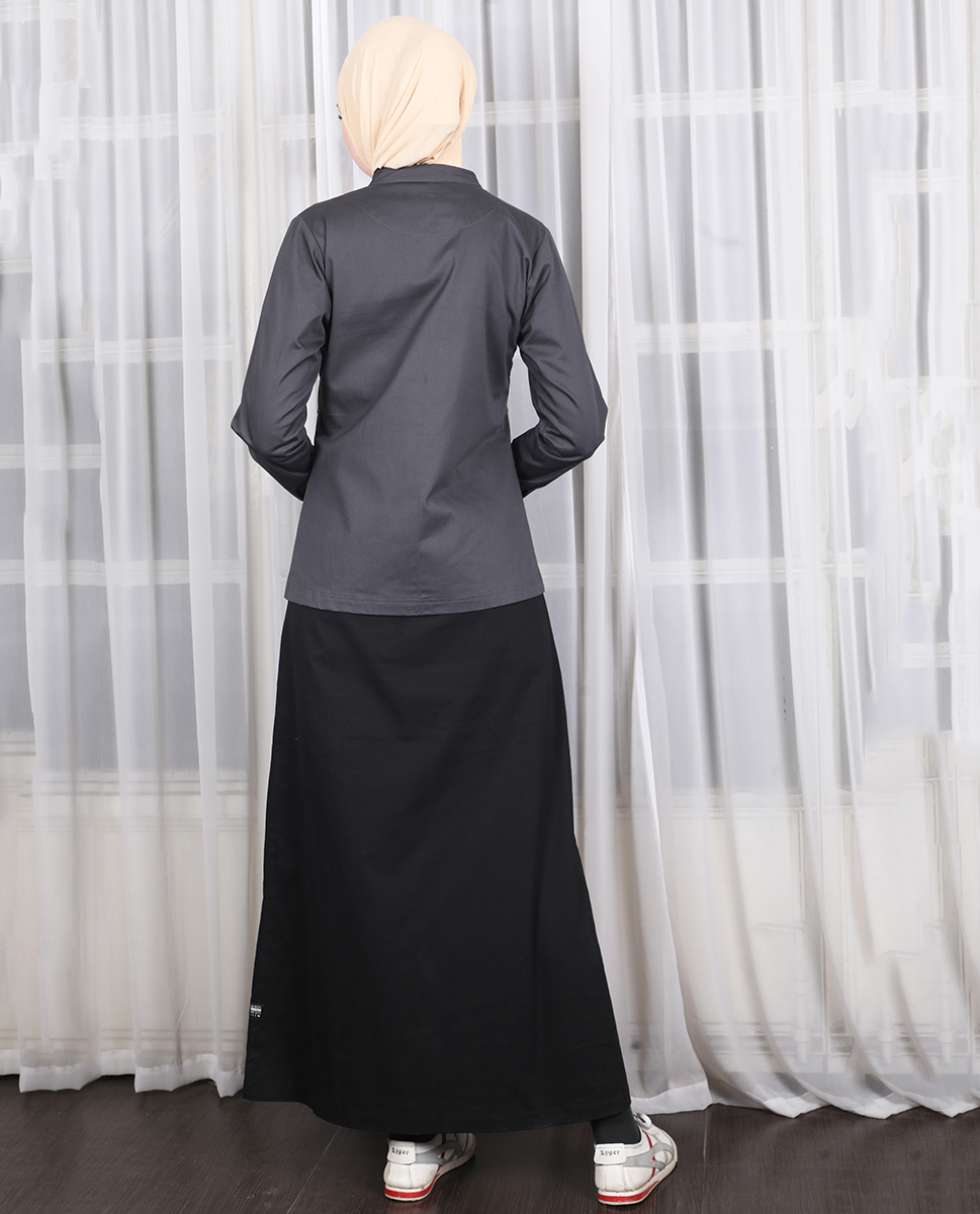 URBAN FASHIONISTA MOCK JACKET BLACK AND GREY JILBAB