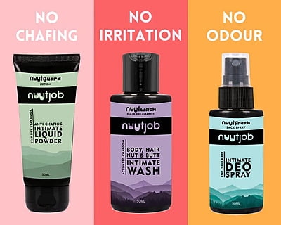 Nuutjob - Happy Sac Box | Nuutjob Mini Combo Pack | Nuutwash, Nuutguard & NuutFresh | 50 ml Each