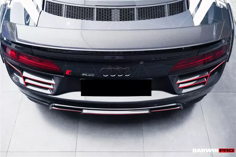 Audi R8 GEN2 V10 PLUS Coupe GT Style Carbon Fiber Trunk Wing w/ Base | Direct-Fit Rear Spoiler