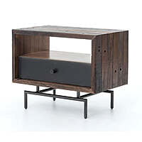 Rustic Industrial Nightstand | Wood & Metal End Table with Drawer Rustic Industrial Nightstand | Wood & Metal End Table with Drawer