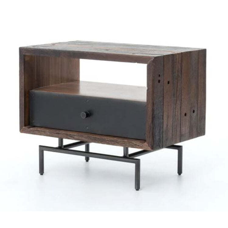 Rustic Industrial Nightstand | Wood & Metal End Table with Drawer Rustic Industrial Nightstand | Wood & Metal End Table with Drawer
