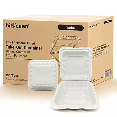 Microwaveable Mineral-Filled Plastic Hinged Take-Out Container Microwaveable Mineral-Filled Plastic Hinged Take-Out Container