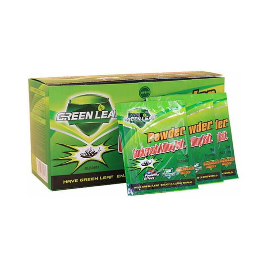 Green leaf powder cockroach bait, 50 Packets Per Box