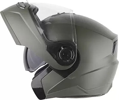 STEELBIRD SBA-7 ISS DASHING BATTLE GREEN C/V WITH INNER SMOKE SUNSHIELD (L)