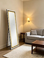 Black frame with LED crush diamond bevel mirror (with stand,26*69 INCH)