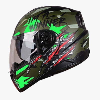 STEELBIRD SBA-7 ISS WINNER MATT BLACK/FLUO GREEN C/V (L)