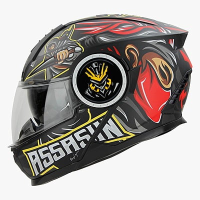 STEELBIRD SBH-40 ISS ASSASIN GLOSSY BLACK/RED C/V 600 MM
