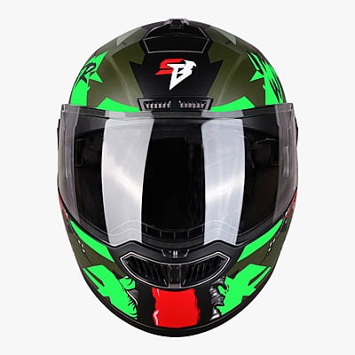 STEELBIRD SBA-7 WINNER MATT BLACK/FLUO GREEN C/V (L)