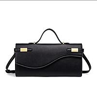 PALM PRINT KELLY CLUTCH BAG BLACK 1