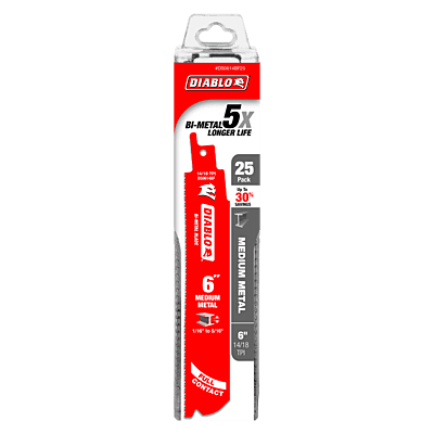 Diablo Bi-Metal Reciprocating Blades Metal Medium Diablo Bi-Metal Reciprocating Blades Metal Medium