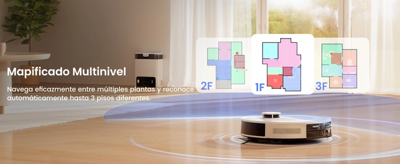 Robot aspiradora y trapeador,6000Pa de succión, Vaciado automático