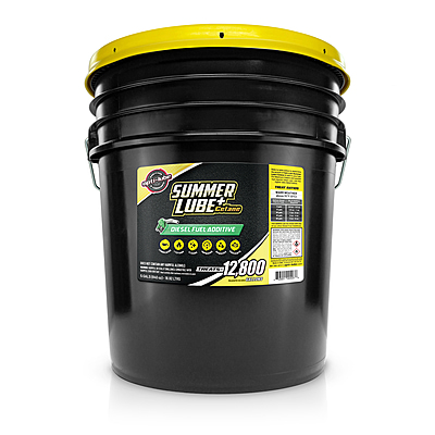 Summer+ Cetane 5-gallon black pail with yellow lid and front label Summer+ Cetane 5-gallon black pail with yellow lid and front label
