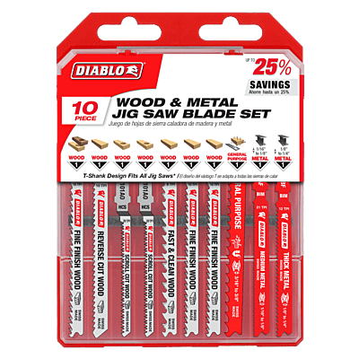 Diablo T-Shank Jig Saw Blade Set for Wood & Metal Diablo T-Shank Jig Saw Blade Set for Wood & Metal