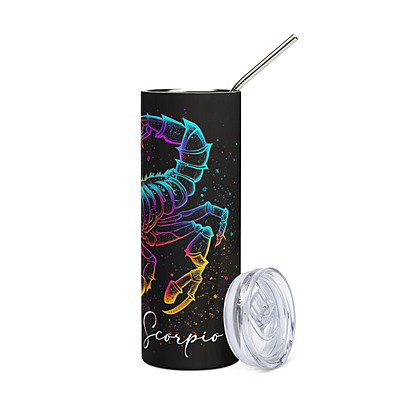 Scorpio Zodiac Sign Skinny Tumbler – Vibrant Sublimated Astrology Drinkware