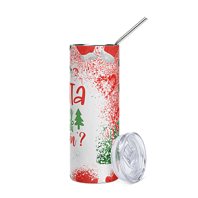 Santa Why You Be Judgin’? Skinny Tumbler – Funny Watercolor Christmas Drinkware