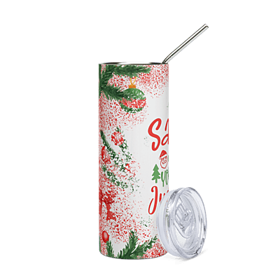 Santa Why You Be Judgin’? Skinny Tumbler – Funny Watercolor Christmas Drinkware